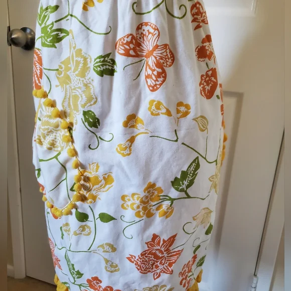 Colorful Yellow Floral Pattern Cotton Apron Women's Size S/M - Picture 7 of 8